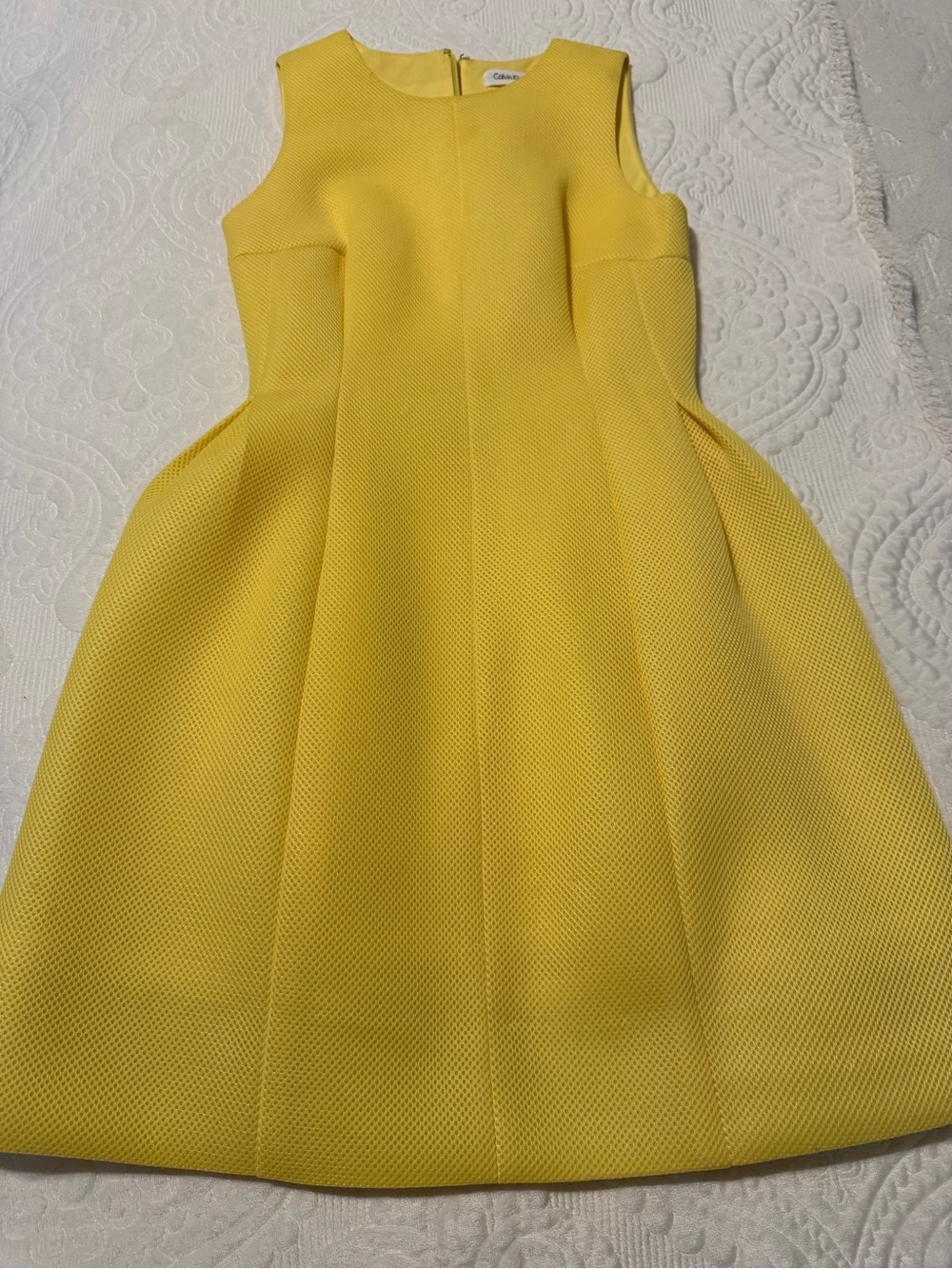 Calvin Klein Yellow Textured Mini Dress